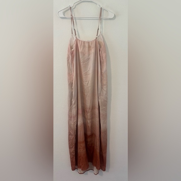 Soma Crinkle Satin Maxi Bra Dress Sunset Colors Vacation Flowy NWT Medium - Picture 2 of 11